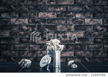 Trash bin waste brick background 22945094