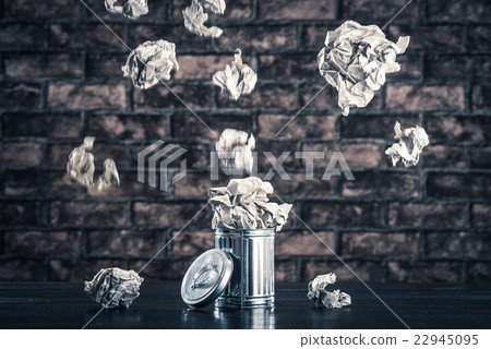 Trash bin waste brick background 22945095