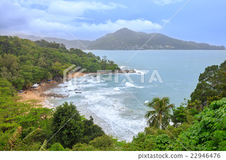 Tropical sandy beach landscape from view point Tropical sandy beach landscape from view point 22946476