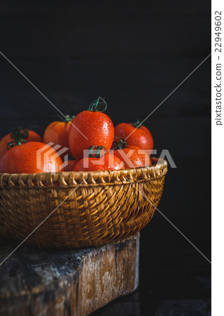 Red Tomatoes on the dark background Red Tomatoes on the dark background 22949602