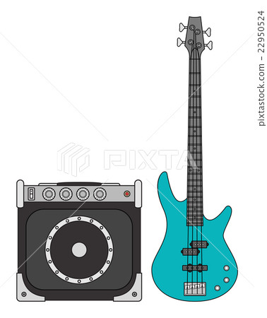 Electric Bass Guitar and Amplifier 22950524