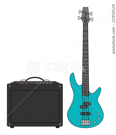 Electric Bass Guitar and Amplifier Electric Bass Guitar and Amplifier 22950529