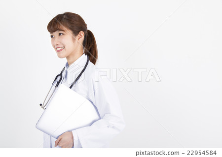 Female doctor nurse with laptop Female doctor nurse with laptop 22954584