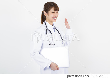 Female doctor nurse with laptop 22954589