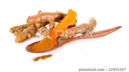 Turmeric with spoon powder isolated Turmeric with spoon powder isolated 22955207