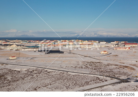 Winter natural landscape with small village 22956206