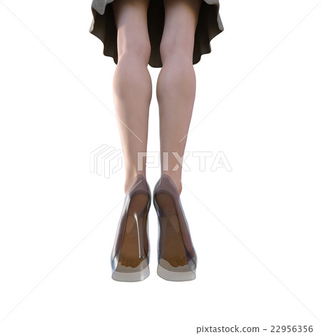 Transparent shoes in shoes Women's leg perming3DCG Illustration material 22956356