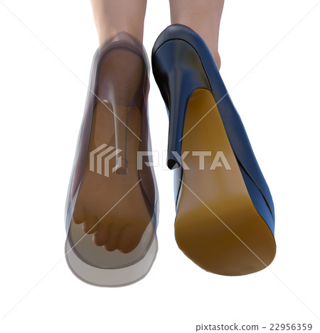 Transparent shoes in shoes Women's leg perming3DCG Illustration material Transparent shoes in shoes Women's leg perming3DCG Illustration material 22956359