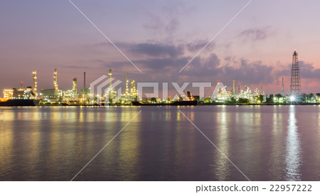 Oil refinery reflected on river  22957222