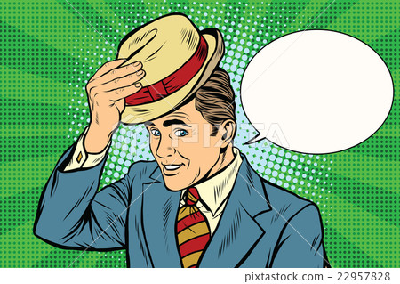 Hello polite gentleman raises his hat Hello polite gentleman raises his hat 22957828