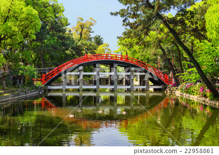 Drum bridge from sumiyoshi grand shrine, Osaka 22958861
