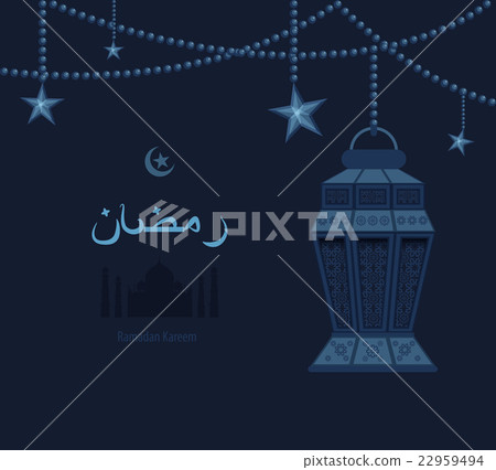 illustration dark blue arabesque tracery Ramadan illustration dark blue arabesque tracery Ramadan 22959494
