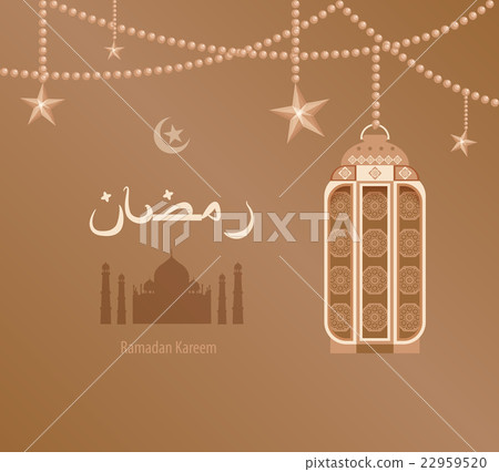illustration beige arabesque tracery Ramadan 22959520