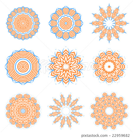 Round Geometric Ornaments Set Isolated 22959682