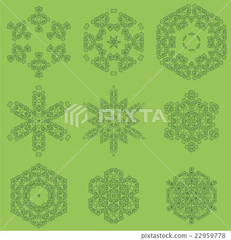Round Geometric Ornaments Set Isolated - Stock Illustration [22959778 ...