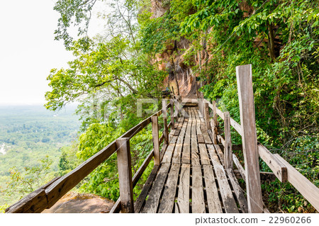 Wooden walkway on sandstone mountains Wooden walkway on sandstone mountains 22960266