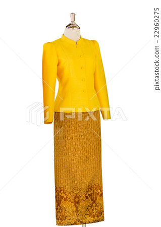 Thai dresses on mannequins isolate on white Thai dresses on mannequins isolate on white 22960275