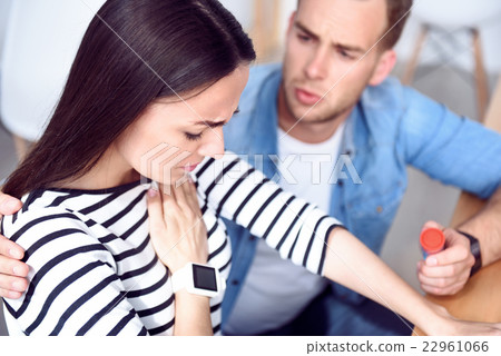 Sick poor woman having a heart ache 22961066