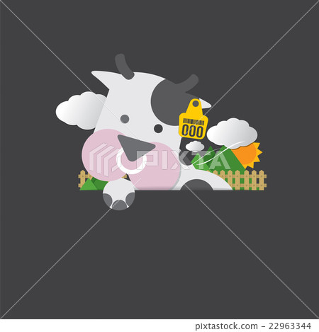 Single Cute Cow Portrait With Ear Tag Vector. 22963344