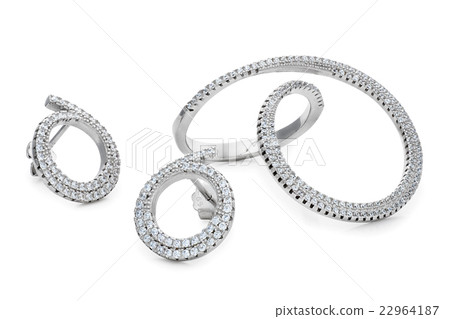 Unusual shape silver ring and pair stud earrings Unusual shape silver ring and pair stud earrings 22964187