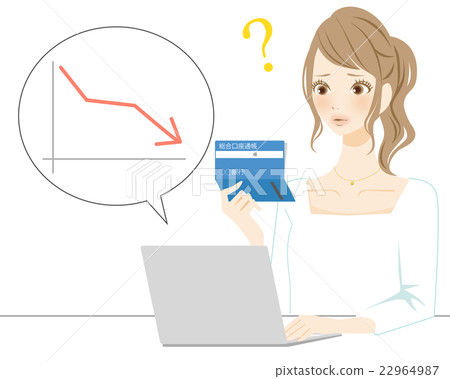 Looking at minus passbook Woman question 22964987
