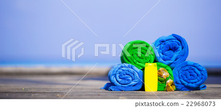 Beach and summer vacation accessories concept - Beach and summer vacation accessories concept - 22968073