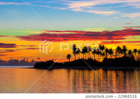 Beautiful colorful sunset in tropical island at Beautiful colorful sunset in tropical island at 22968318