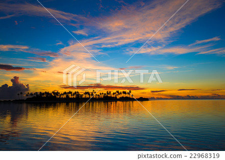 Beautiful colorful sunset in tropical island at Beautiful colorful sunset in tropical island at 22968319