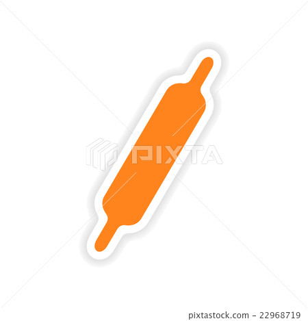 icon sticker realistic design on paper rolling pin icon sticker realistic design on paper rolling pin 22968719