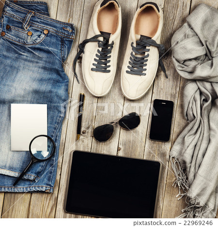 Set of travel items. Set of travel items. 22969246
