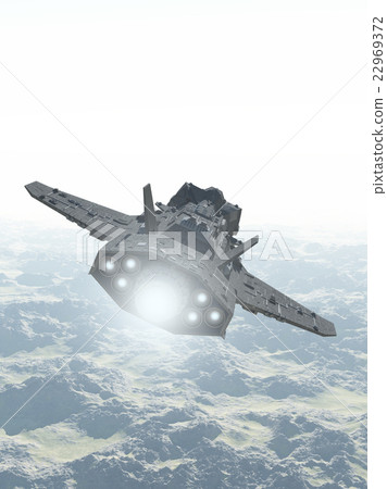 Interplanetary Spaceship Over Mountain Landscape 22969372