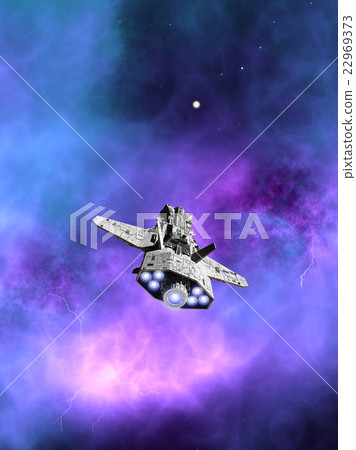 Interplanetary Spaceship Flying Towards a Nebula Interplanetary Spaceship Flying Towards a Nebula 22969373