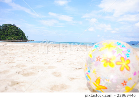 Beach ball of sandy beach Beach ball of sandy beach 22969446