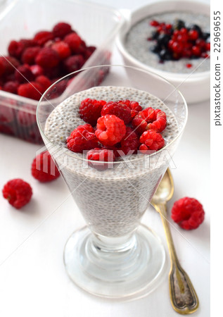 chia seed pudding with fresh berries chia seed pudding with fresh berries 22969655