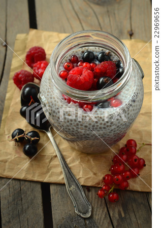 chia seed pudding with fresh berries chia seed pudding with fresh berries 22969656