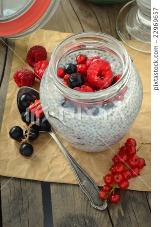 chia seed pudding with fresh berries chia seed pudding with fresh berries 22969657