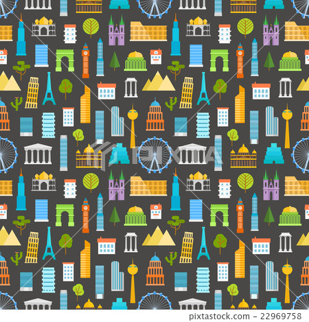 Different world famouse sights and city buildings  22969758