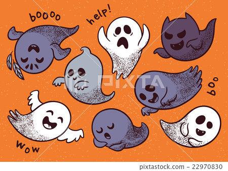 Halloween set with various spooky ghosts 22970830
