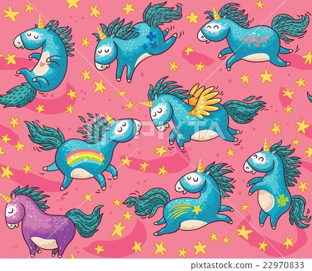 Cute seamless pattern with unicorns in the pink 22970833