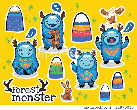Vector cartoon funny monsters stickers collection 22970836