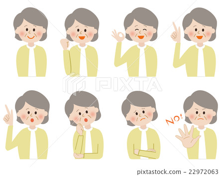 Older female facial expression set Older female facial expression set 22972063