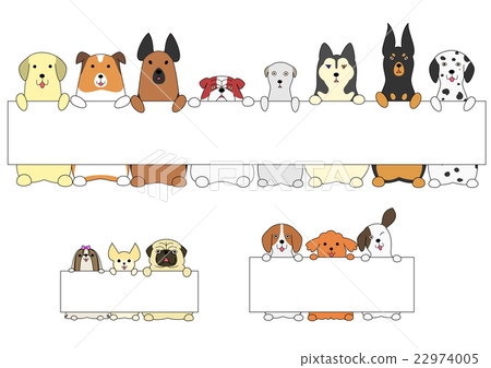 Dogs standing with a card - Stock Illustration [22974005] - PIXTA