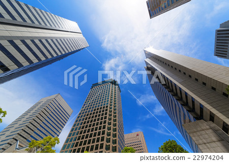 天王洲島的高層建築群和藍天 22974204