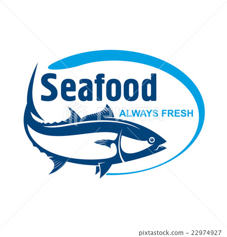 Fish market symbol with wild alaskan salmon Fish market symbol with wild alaskan salmon 22974927