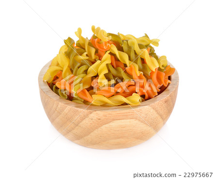 small vegeroni Rotini spirals pasta in wooden bowl - Stock Photo [22975667]  - PIXTA