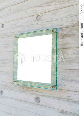 Transparent glass sign . 22976278