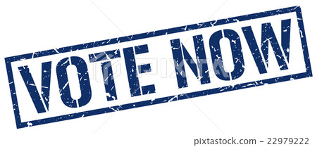 vote now blue grunge square vintage rubber stamp 22979222