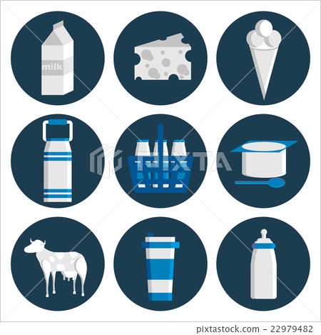 Milk flat icons set Milk flat icons set 22979482