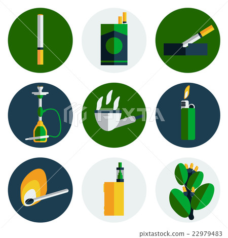 Smoking and tobacco flat icons Smoking and tobacco flat icons 22979483
