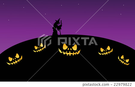Scary halloween at night with witch 22979822